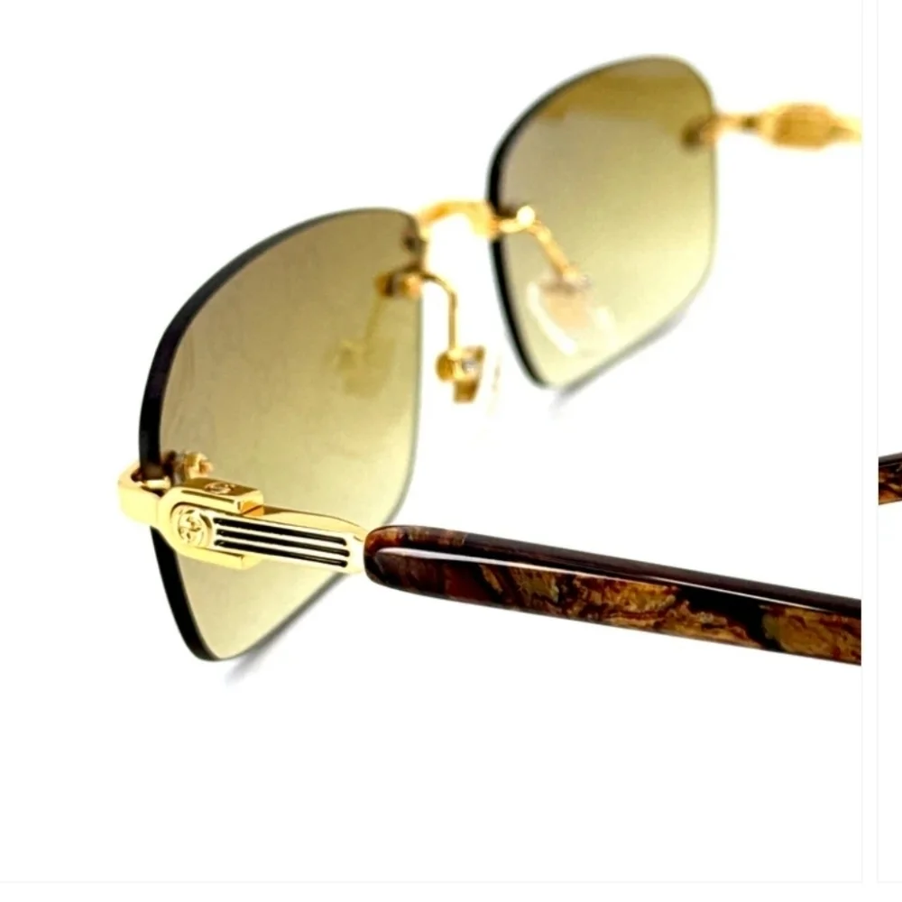 Gucci Gold Rimless GG Logo Gradient Sunglasses